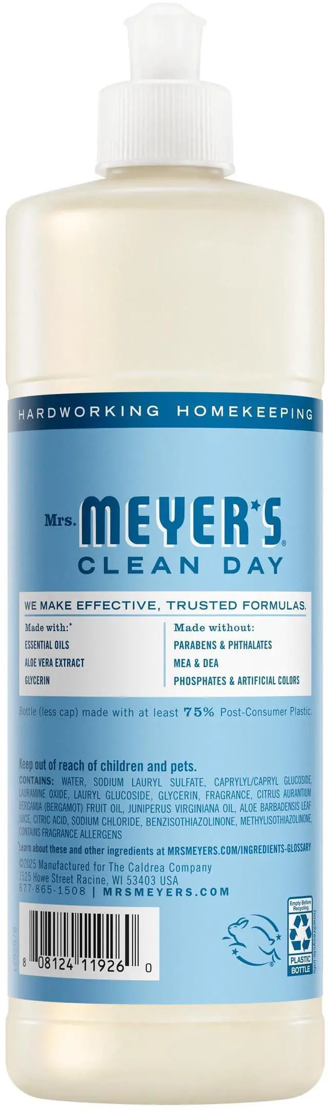 Alt view image 2 of 6 - MRS. MEYER'S CLEAN DAY Liquid Dish Soap Rain Water 16 fl. oz