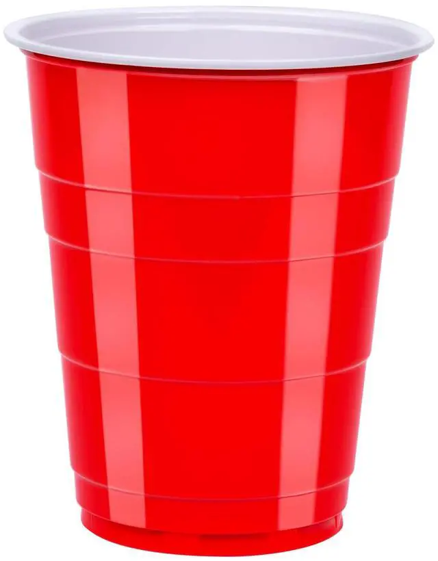 Alt view image 2 of 6 - Amazon Basics Disposable Plastic Party Cups 18oz 50 Count Red BPA-Free