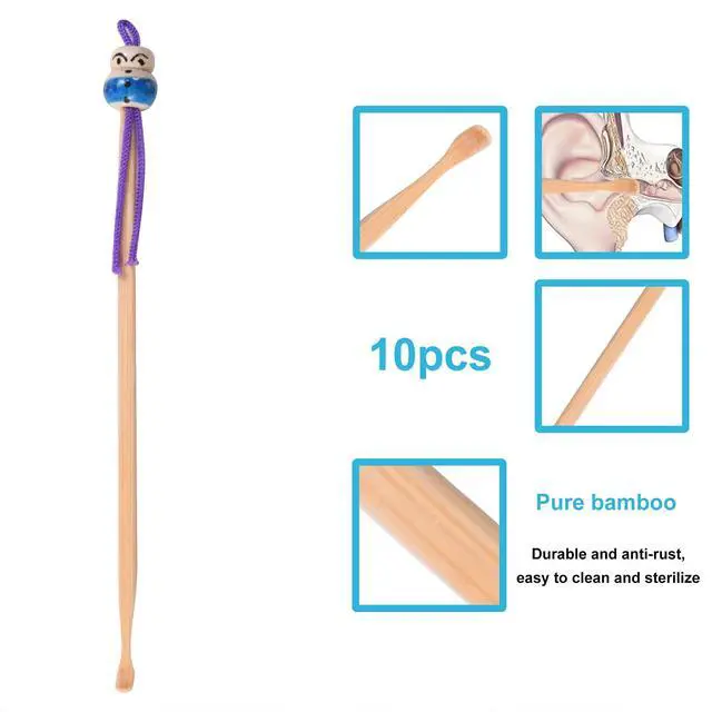 Alt view image 2 of 6 - 10Pcs Bamboo Ear Pick Ear Cleaner Earwax Curette Remover Tool for Adult Children