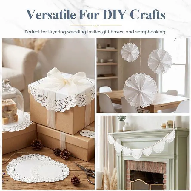 Alt view image 2 of 6 - HAKSEN Paper Doilies 36PCS Lace Paper Placemats Assorted Sizes for Cakes