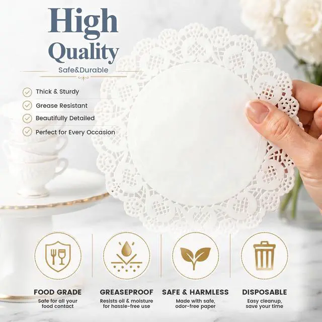 Alt view image 6 of 6 - HAKSEN Paper Doilies 36PCS Lace Paper Placemats Assorted Sizes for Cakes