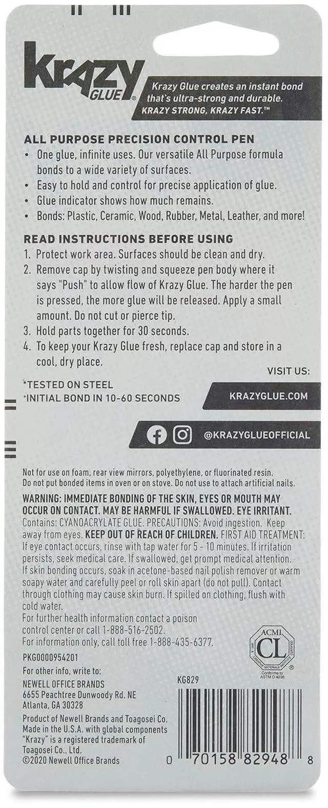 Alt view image 2 of 5 - Krazy Glue All Purpose Precision Control Superglue Pen 4g Clear Fast-Drying Adhesive One-Drop Applicator for Plastic Ceramic Wood Rubber Metal Leather & More