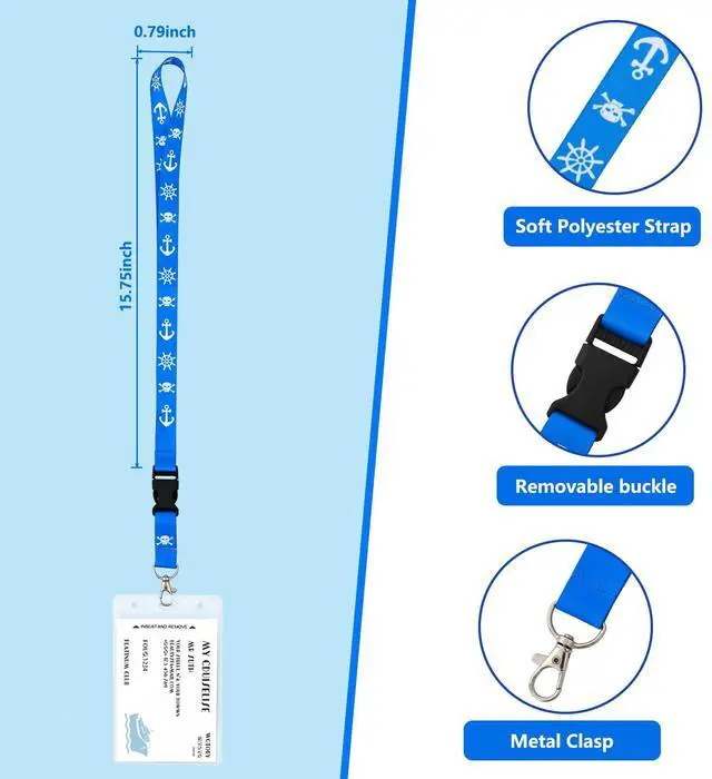 Alt view image 6 of 6 - 4 Pack Waterproof Lanyards with ID Badge Reel Holder, Detachable Buckle for Ship Key Cards