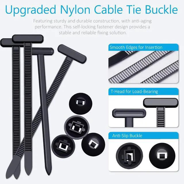 Alt view image 5 of 6 - Nylon Universal Heavy Duty Self Locking Cable Tie Buckle, Car Zipper Clip, Super Durable Button Zipper Retainer for Car, Office, Workshop, Shelves (30Pcs)