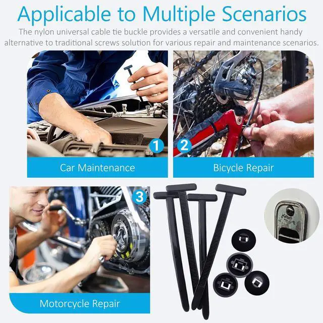 Alt view image 4 of 6 - Nylon Universal Heavy Duty Self Locking Cable Tie Buckle, Car Zipper Clip, Super Durable Button Zipper Retainer for Car, Office, Workshop, Shelves (30Pcs)