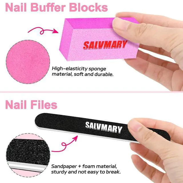 Alt view image 2 of 6 - SALVMARY 100/180 Grit Nail File and 80/100 Grit Nail Buffer Block Set, 8 Pieces