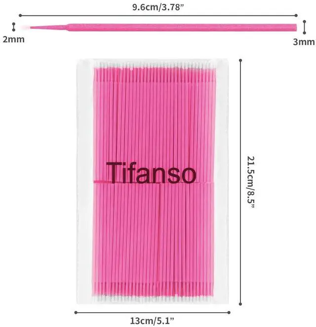 Alt view image 2 of 7 - Tifanso 400PCS 2mm Disposable Micro Cotton Swabs for Lash Extensions Pink