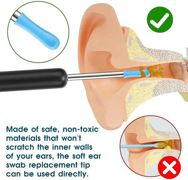 Alt view image 3 of 7 - 30 Pcs Ear Wax Removal Replacement Tips for Wet/Dry Ear Cleaning, Ear Spoons Accessories Set for Adults, Endoscope