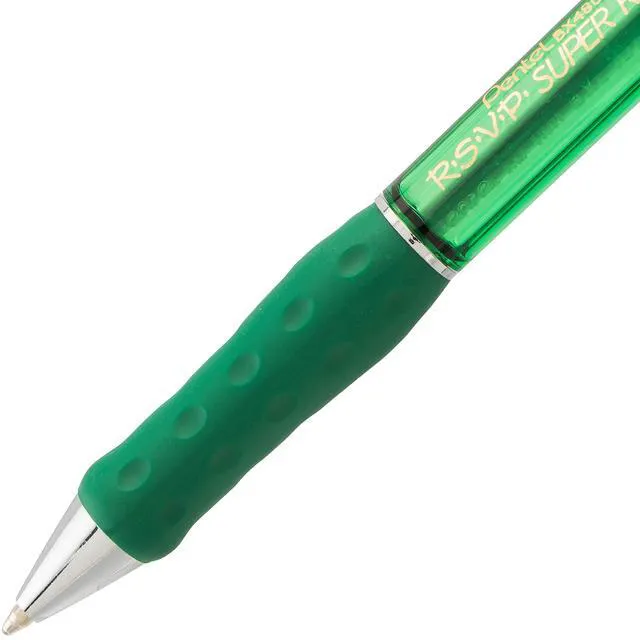 Alt view image 6 of 7 - Pentel RSVP Super RT Ballpoint Pen, 1.0mm Medium Line, Green Ink, Pack of 2 (BX480BP2D)