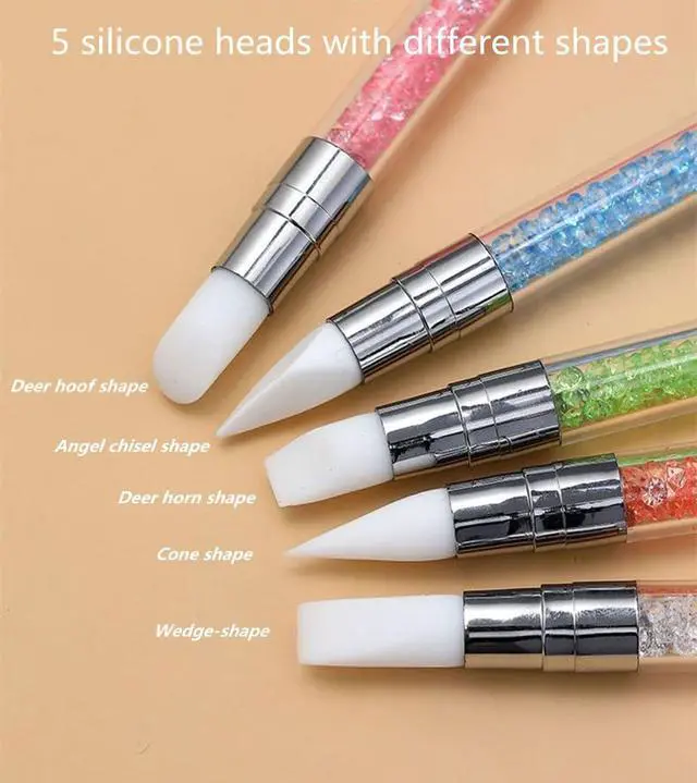 Alt view image 4 of 4 - FULINJOY 5pcs Nail Sculpture Pen - Dual Tipped Silicone Nail Tools, Acrylic Pen & Brushes for Resin, Design Tools for Foil Carving & Drawing Effects