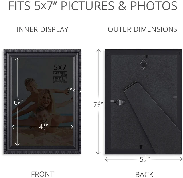 Alt view image 6 of 6 - Langdon House Prosperity Collection 5x7 Picture Frames, Black, 6 Pack, Contemporary Frame Set, Wall Mount or Table Top