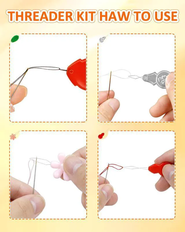 Alt view image 4 of 4 - FIVEIZERO 24-Piece Needle Threader Kit - 4 Types of Threaders for Hand Sewing, Sewing Machine & Embroidery Floss with Clear Storage Box