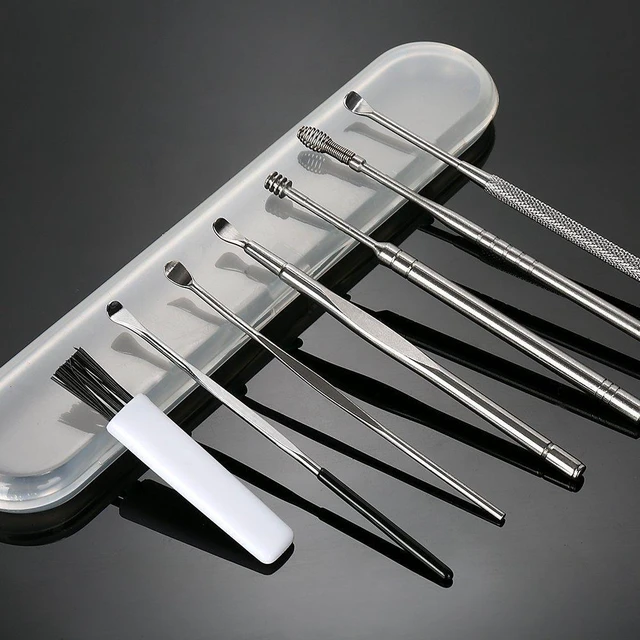 Alt view image 5 of 7 - BetyBedy 7 Pcs Ear Pick Earwax Removal Kit, Ear Cleansing Tool Set with Cleaning Brush and Storage Box, Silver