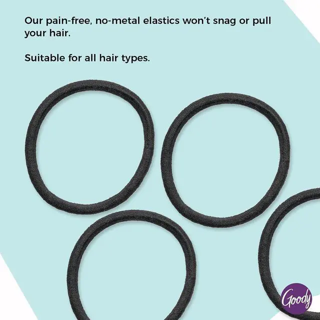 Alt view image 4 of 4 - Goody Ouchless Hair Elastics 15 Count Black - No Pull, No Breakage, Tangle-Free Hold for Thick Curly Coily & Textured Hair - Long-Lasting Ponytail Holders for Women & Men