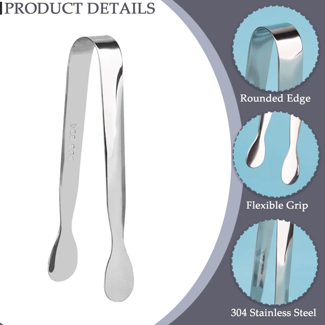 Alt view image 5 of 5 - 3 Pack 4.3 Inch Stainless Steel Mini Serving Tongs for Coffee Bar, Tea Party and Desserts Party