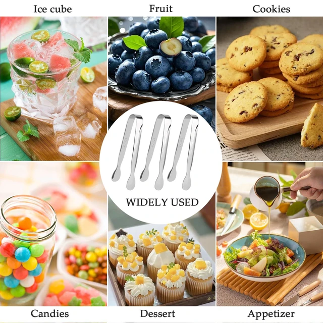 Alt view image 4 of 5 - 3 Pack 4.3 Inch Stainless Steel Mini Serving Tongs for Coffee Bar, Tea Party and Desserts Party