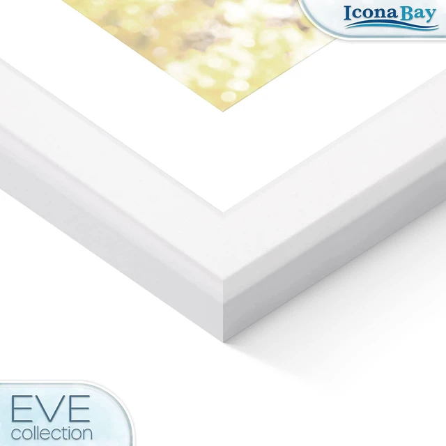 Alt view image 3 of 6 - Icona Bay 8x10 White Picture Frame with Removable Mat to 5x7, Modern Double-Beveled Frame, Tabletop or Wall Mount, Eve Collection