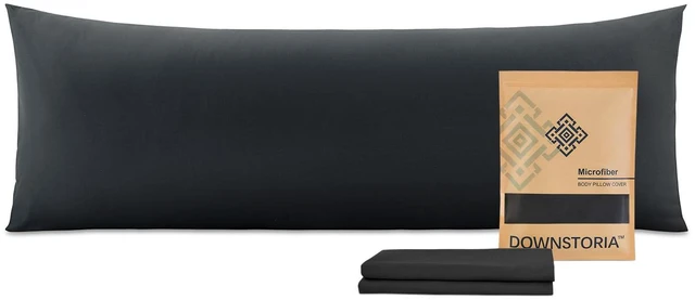 Main image of DOWNSTORIA Body Pillow Cover 20x54 Inch Ultra Soft Microfiber Envelope Closure, Black