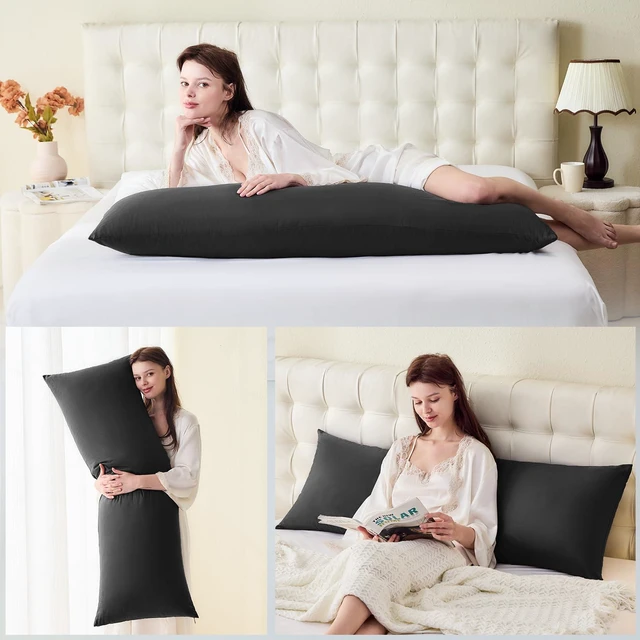 Alt view image 6 of 6 - DOWNSTORIA Body Pillow Cover 20x54 Inch Ultra Soft Microfiber Envelope Closure, Black
