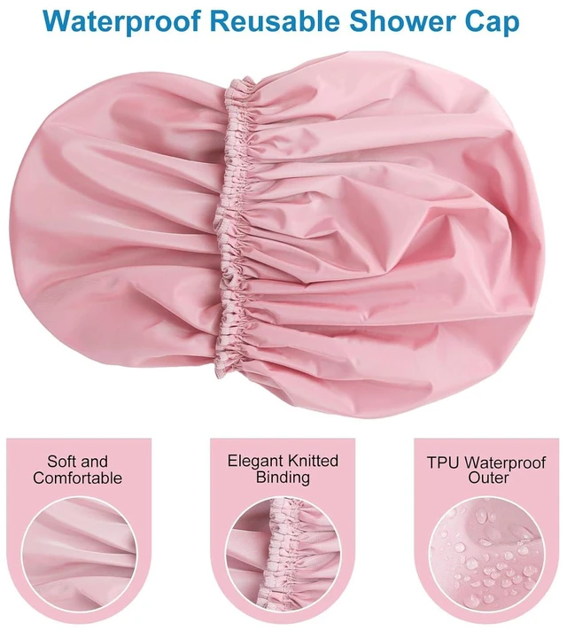 Alt view image 5 of 7 - Large Waterproof Shower Cap for Women