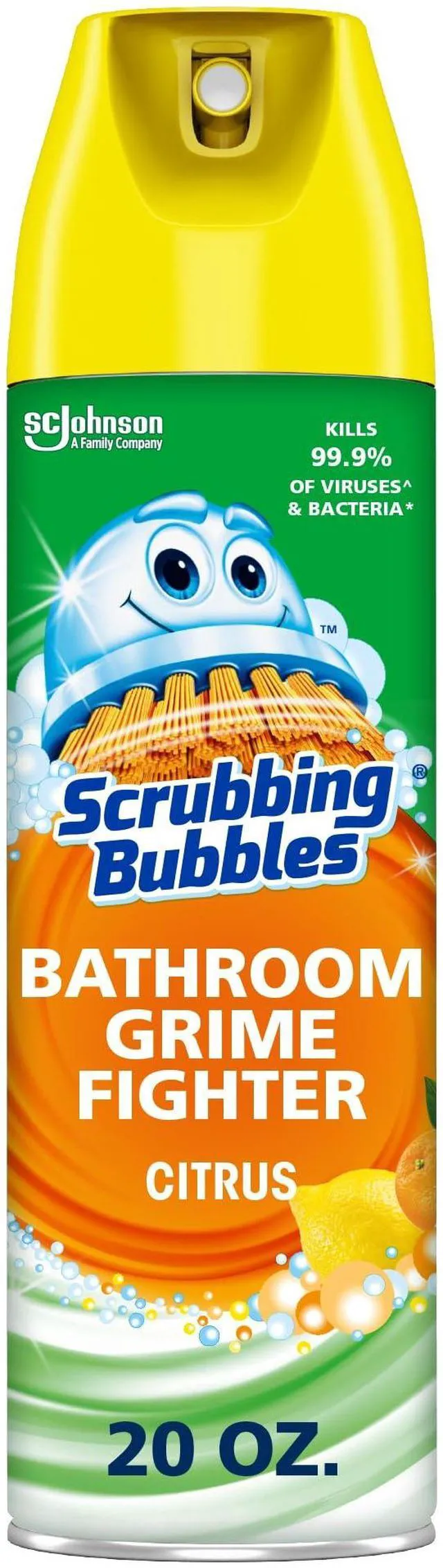 Main image of Scrubbing Bubbles Bathroom and Shower Cleaner Aerosol, Foaming Action Grime Fighter, Citrus Scent, 20oz (Pack of 1)