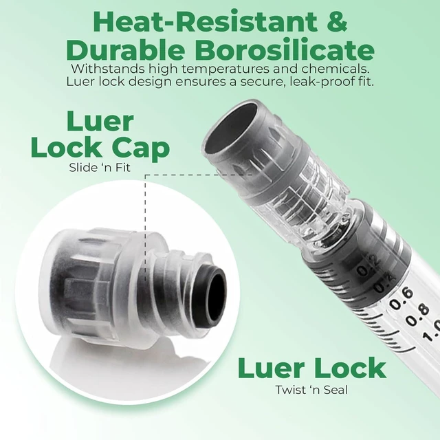 Alt view image 2 of 6 - 1ml Luer Lock Syringe, Kopperko, 1 Pack, Borosilicate Glass