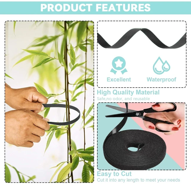 Alt view image 3 of 7 - Black Garden Tie for Garland,17FT Plant Straps for Effective Growing Reusable Plant Tape,Plant Ties for Branches Climbing Plants Supports for Indoor Outdoor Greenhouse