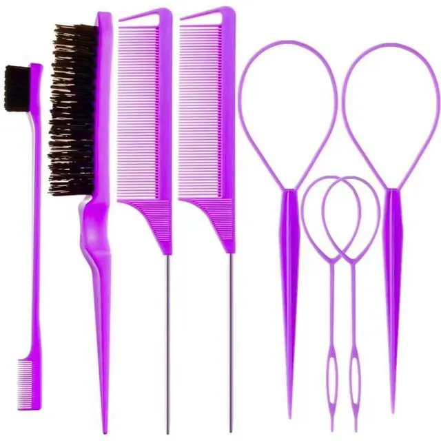 Main image of ZVOREI 8-Piece Comb Hair Brushes Set, Purple