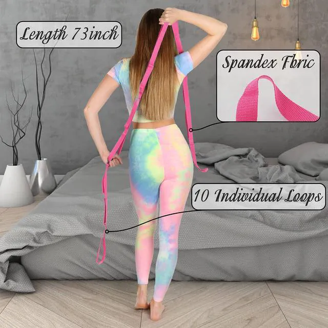 Alt view image 4 of 6 - Scotamalone 10 Loops Non-Elastic Stretching Strap for Yoga, Pilates, Physical Therapy, Home Workout, Exercise, Gymnastics - Aesthetic Packaging for Women & Men