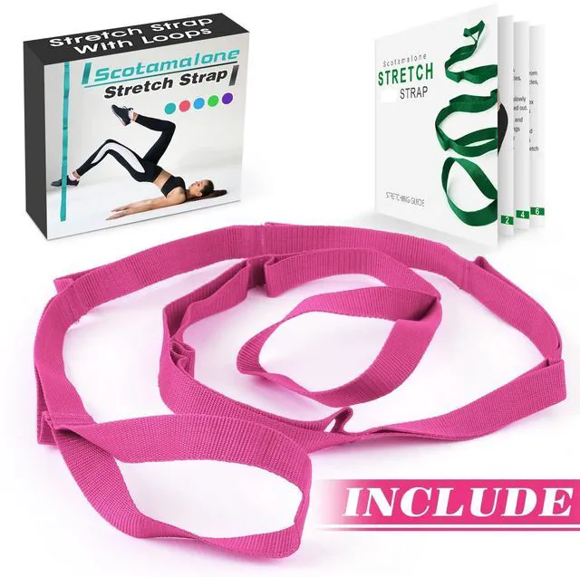Alt view image 3 of 6 - Scotamalone 10 Loops Non-Elastic Stretching Strap for Yoga, Pilates, Physical Therapy, Home Workout, Exercise, Gymnastics - Aesthetic Packaging for Women & Men