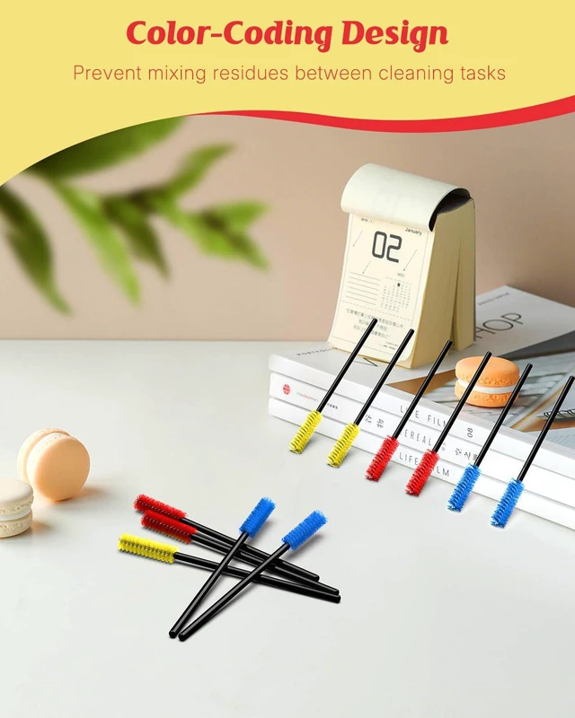 Alt view image 4 of 7 - Pawfly 18 Pcs Mini Nylon Hummingbird Feeder Cleaning Brushes, Tiny Brushes for Small Parts, 3 Colors