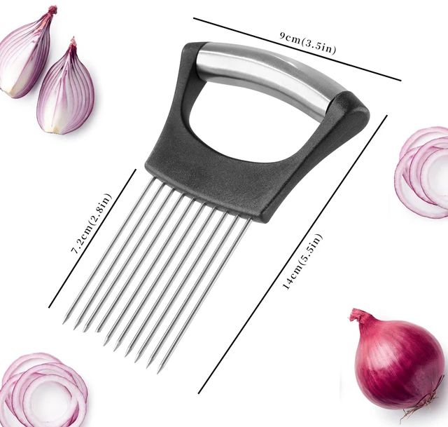 Alt view image 6 of 7 - Mumulo Stainless Steel Onion Cutter and Slicer, Protective Cover, Dishwasher Safe, Black, for Slicing and Storing Onions, Tomatoes, Eggs, Vegetables