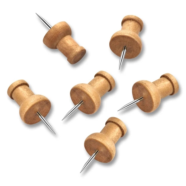 Alt view image 2 of 7 - 40Pcs Wood Push Pins, Decorative Thumb Tacks for Cork Board, Wall, Bulletin Board, Map Pins