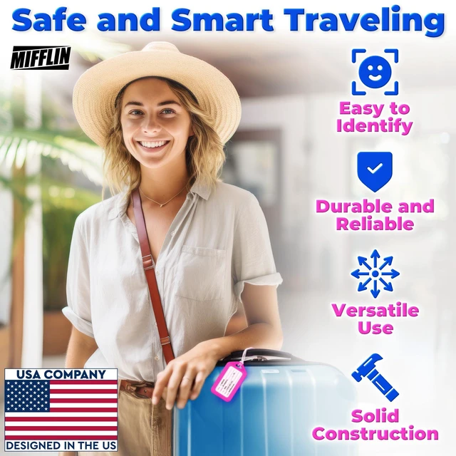 Alt view image 5 of 6 - Mifflin-USA Luggage Tags, Assorted, 6 Pack
