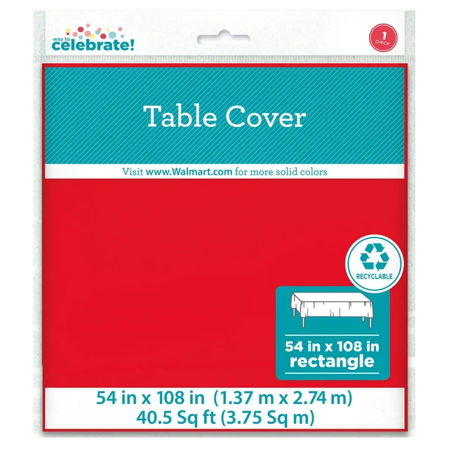 Alt view image 5 of 6 - Way To Celebrate Rectangular Plastic Table Cover, Red, 54in x 108in, 6 Pack