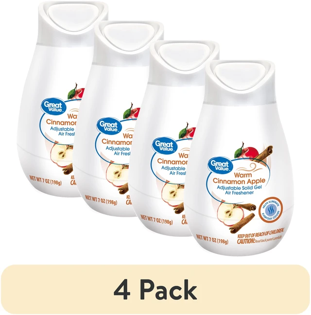 Main image of 4 Pack Great Value Adjustable Solid Gel Cone Air Freshener, Warm Cinnamon Apple, 7 oz