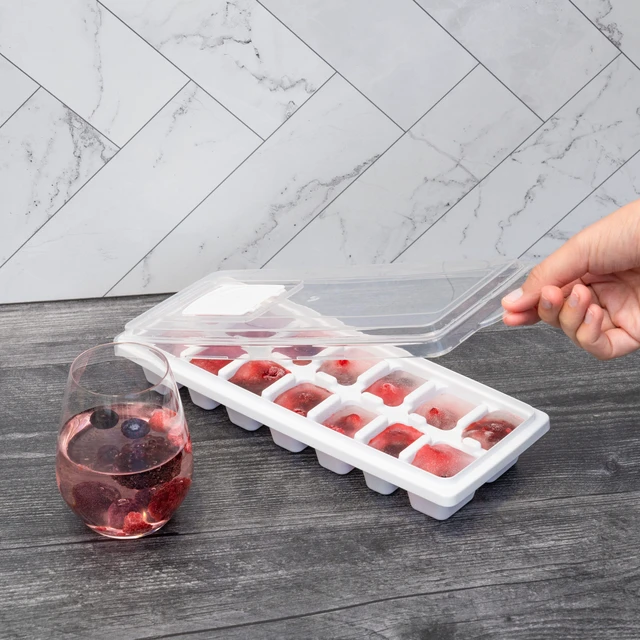 Alt view image 4 of 6 - Mainstays Ice Cube Tray with 14 Molds and Removable Lid, 2-Pack
