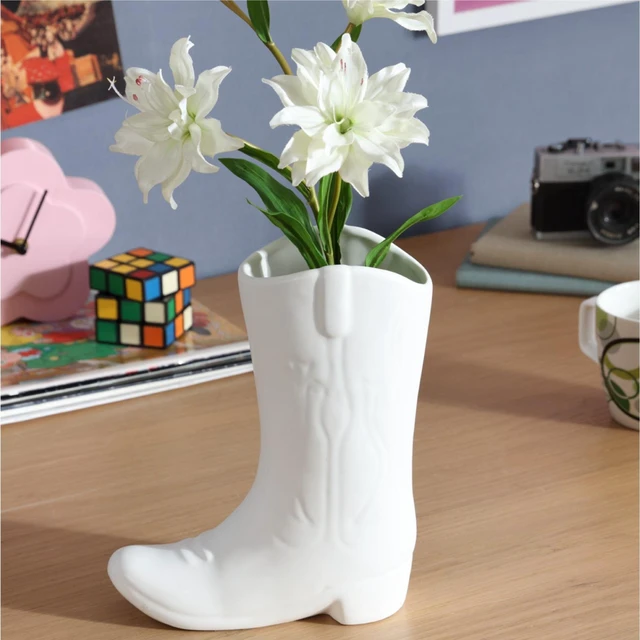 Alt view image 5 of 6 - Urban Shop Ceramic Cowboy Boot Vase 8.75" White