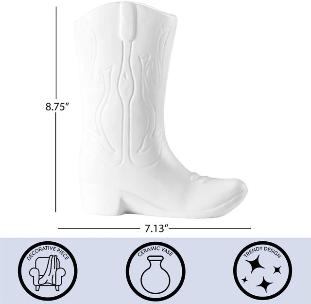 Alt view image 4 of 6 - Urban Shop Ceramic Cowboy Boot Vase 8.75" White