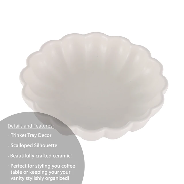 Alt view image 3 of 6 - Mainstays Scalloped White Decorative Tabletop Bowl