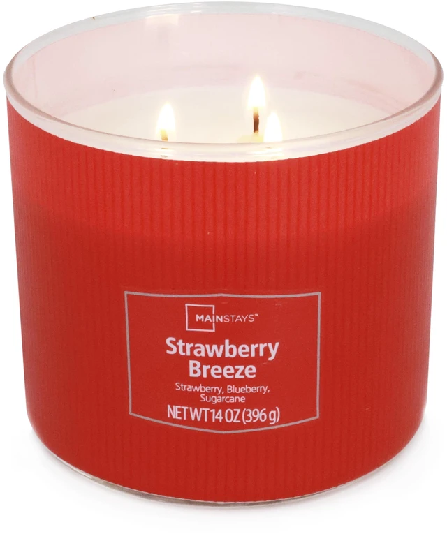 Main image of Mainstays Textured Wrap Strawberry Breeze 3-Wick Candle 14OZ