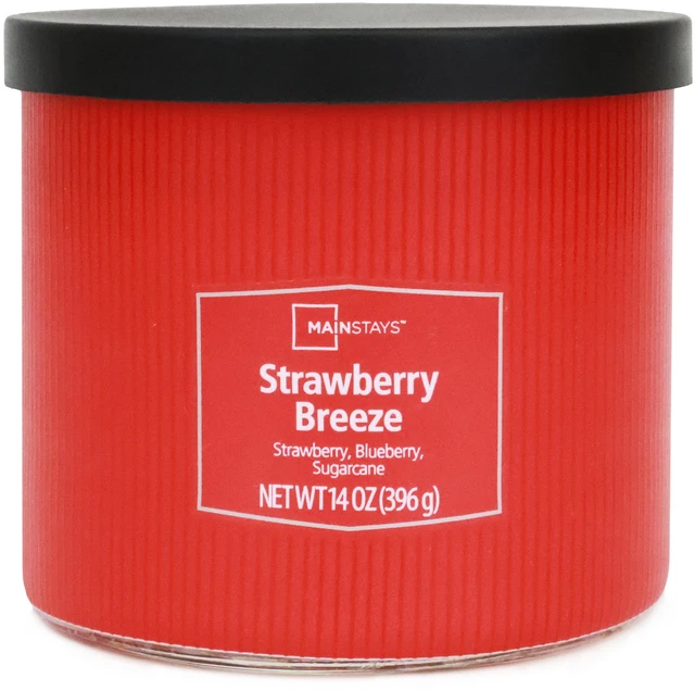 Alt view image 3 of 6 - Mainstays Textured Wrap Strawberry Breeze 3-Wick Candle 14OZ
