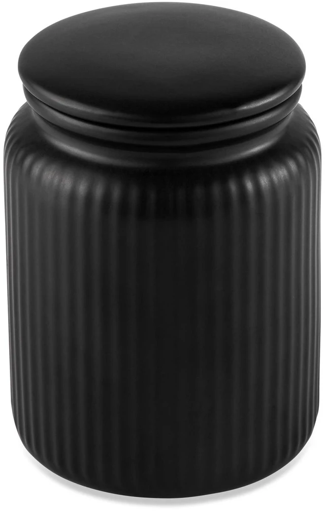 Main image of Thyme & Table Small 580mL Ceramic Ribbed Kitchen Organization Jar, Black