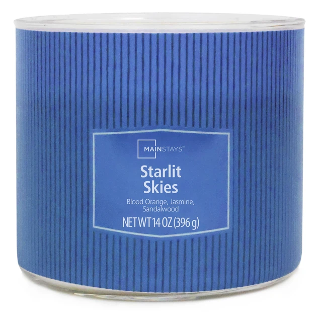 Alt view image 3 of 5 - Mainstays Starlit Skies 3-Wick Textured Wrapped Scented Jar Candle, 14oz