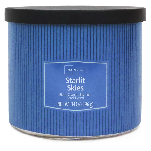 Alt view image 5 of 5 - Mainstays Starlit Skies 3-Wick Textured Wrapped Scented Jar Candle, 14oz