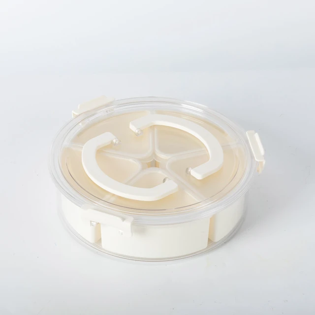Main image of Mainstays Snackle Box 5-Compartment Round Plastic Lunch & Snack Container, White