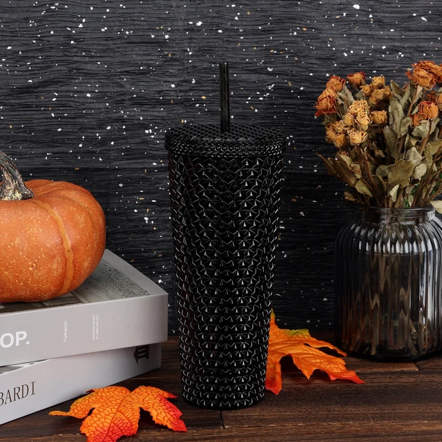 Alt view image 4 of 6 - Mainstays 26-Ounce Plastic Double Wall Insulated Iridescent Textured Tumbler with Straw, Black