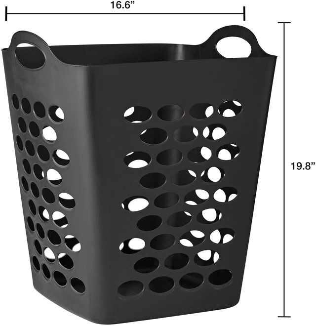 Alt view image 2 of 6 - Mainstays Flexible Square Laundry Hamper, Black Plastic