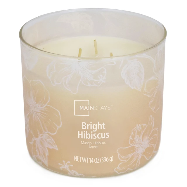 Alt view image 6 of 6 - Mainstays 3-Wick Ombre Wrap Bright Hibiscus Scented Candle 14oz