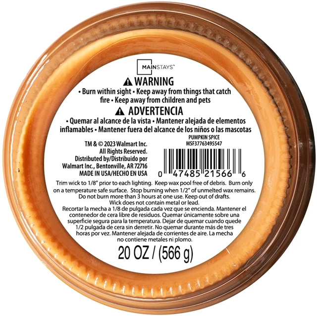 Alt view image 2 of 5 - Mainstays 20 oz Pumpkin Spice Scented Single Wick Jar Candle